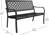Grand patio 50" Outdoor Bench Garden Bench with Armrests Bench for Outdoors Lawn Yard Porch Black - Photo 3