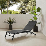 Pemberly Row Outdoor Chaise Lounge Chair, Charcoal Textilene Sling Fabric, Matte Black Powder-Coated Steel Frame - Photo 2