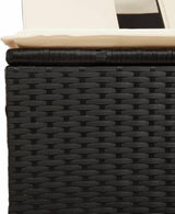 Outdoor Double Sun Lounger with Canopy 62"x21" Adjustable PE Rattan Black Pool Chaise Lounge Chair for Patio Garden - Photo 9