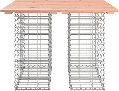 Solid Douglas Fir Wood Garden Bench with Galvanized Steel Frame, Rustic Gabion Design for Outdoor Seating, Durable and Compact, 39.4 x 40.2 x 28.3 Inches, Supports 242.5 lbs,