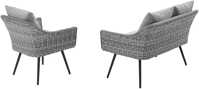 Modway EEI-3174-GRY-GRY-SET Endeavor 2 Piece Outdoor Patio Wicker Rattan Sectional Sofa Set, Gray - Photo 4