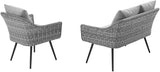 Modway EEI-3174-GRY-GRY-SET Endeavor 2 Piece Outdoor Patio Wicker Rattan Sectional Sofa Set, Gray - Photo 4