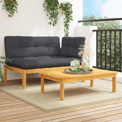 Pallet Sofa Set Anthracite and Natural Wood Garden Sofa Poolside sectional for Lawn Garden