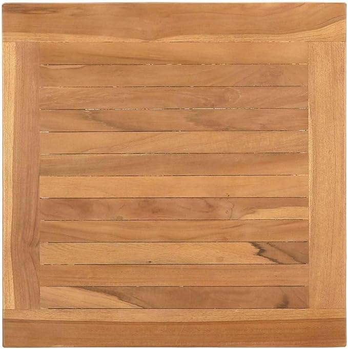 Brown Teak Wood Outdoor Coffee Table 17.7 x 17.7 in Modern Small Patio Table with Hidden Storage for Garden Balcony - Photo 8