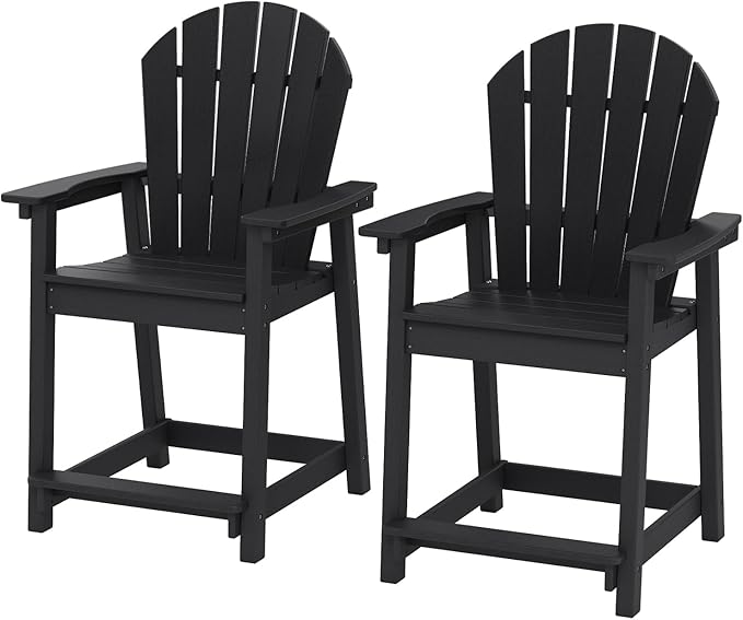 OTSUN Tall Modern Adirondack Chairs Set of 2, All Weather HDPE Bar Height Adirondack Stools Widened Durable Design for Porch Patio Yard Lawn Fire Pit Bistro Basement Indoors & Outdoors