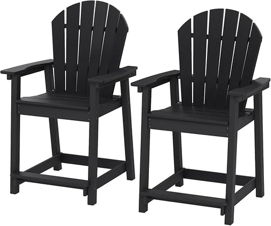 OTSUN Tall Modern Adirondack Chairs Set of 2, All Weather HDPE Bar Height Adirondack Stools Widened Durable Design for Porch Patio Yard Lawn Fire Pit Bistro Basement Indoors & Outdoors
