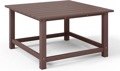 WestinTrends Malibu Low Outdoor HDPE Square Patio Coffee Table, Dark Brown