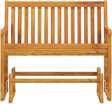 Brown Solid Acacia Wood Swing Bench 43.3 Inch Rustic Porch Glider for Two Adults - Photo 4