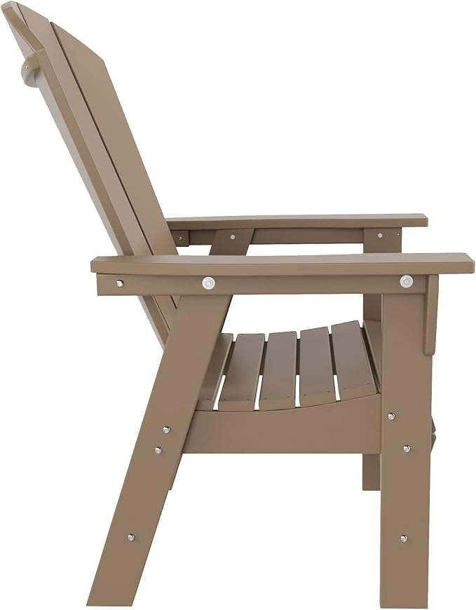 WestinTrends Malibu Outdoor Patio HDPE Plastic Adirondack Dining Chair Weathered Wood - Photo 6