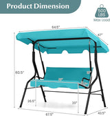 RELAX4LIFE 3-Person Porch Swing Chair - Outdoor Swing w/Adjustable Canopy, Removable Cushion & Metal Frame Stand - Photo 8