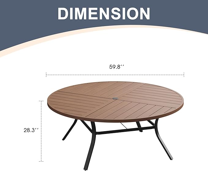 VICLLAX 60" Round Patio Dining Table for 8-10 - Photo 3