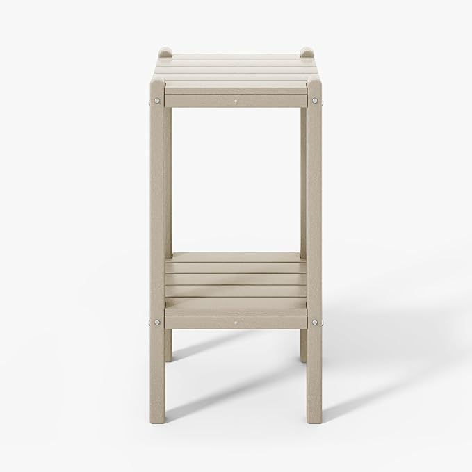 WestinTrends Malibu 36" Outdoor Adirondack HDPE 2-Tier Patio Side Table, Sand