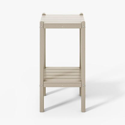 WestinTrends Malibu 36" Outdoor Adirondack HDPE 2-Tier Patio Side Table, Sand