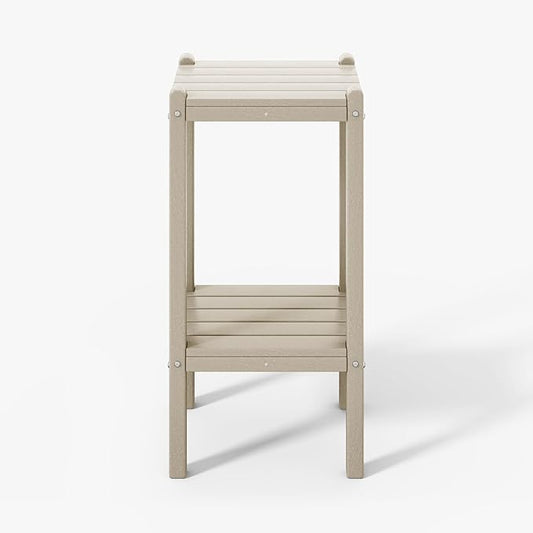 WestinTrends Malibu 36" Outdoor Adirondack HDPE 2-Tier Patio Side Table, Sand