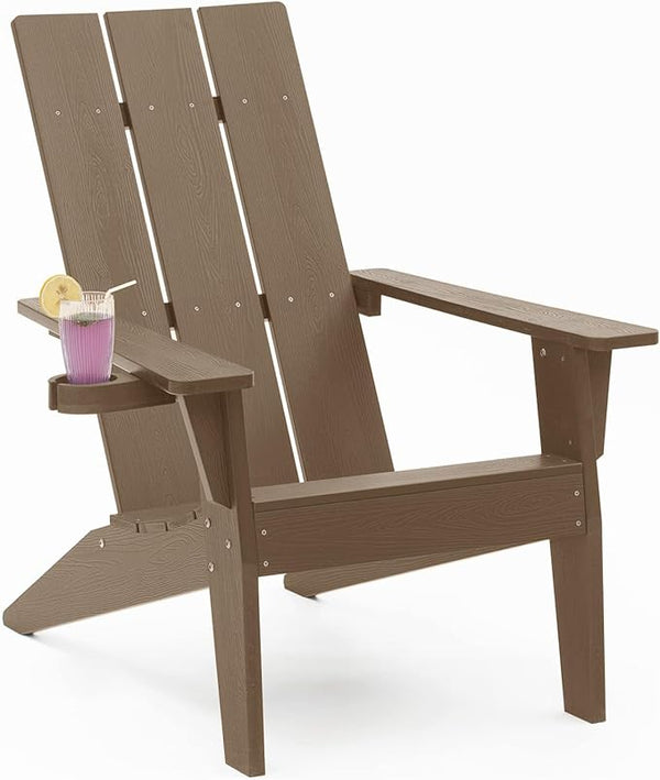 MXIMU Modern Adirondack Chair Weather Resistant with Cup Holder Oversized Fire Pit Chairs Adorondic Plastic Outdoor - Photo 1