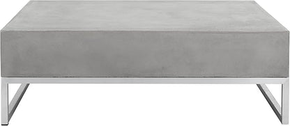 SAFAVIEH Outdoor Collection Eartha Modern Dark Grey Concrete Coffee Table (Fully Assembled)