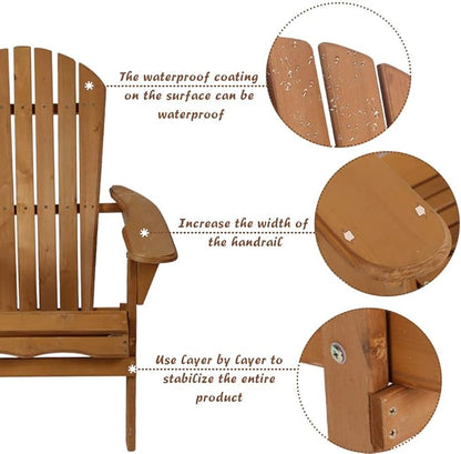 Adirondack Chair Patio Chair Lawn Chair Folding Wooden Adirondack Lounger Chair Accent Furniture wNatural Finish Outdoor Chairs Wood Chairs Nautral