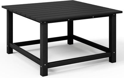 Costaelm Patio Conversation Table, Tatio Accent HDPE Outdoor Weather Resistant, Square Outdoor Porch Balcony Patio Drink Table for Outside, Pool, Backyard, Black