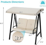 AECOJOY 2-Seat Outdoor Patio Swing Chair with Adjustable Canopy, Porch Swings Chairs for Adult - Photo 5
