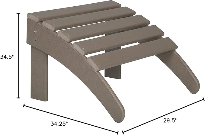 WO Home Furniture Adirondack Chair Outdoor Ottoman Set of 2 PCS Classic Patio Furniture (Weathered Wood)