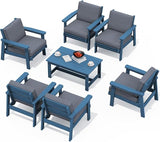 SERWALL HDPE Outdoor Furniture Set, 7 Piece All Weather Wood-Like Outdoor Sofa Sectional Couch - Photo 1