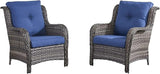 HUMMUH 4 Pieces Patio Bistro Set Wicker Patio Chairs Set of 2 with Ottomans Rattan Outdoor Furniture Conversation Set - Photo 3