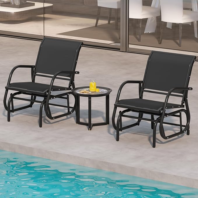 Giantex Swing Glider Chair W/Study Metal Frame Comfortable Patio Chair Love-Seat for Garden, Porch, Backyard, Poolside - Photo 5