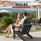 Folding Adirondack Chair, HDPE Plastic Black Adirondack Chairs Weather Resistant - Photo 2