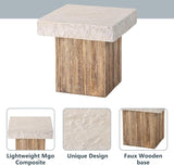 COSIEST Outdoor Medium Side Table, Patio Coffee Table, 19.7 inches Square MgO End Stool with Faux Wooden Pedestal Base - Photo 4