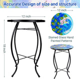 12 Inch Round Peacocks Glass Side Table, Patio Small Table, Outdoor Side Table, Outdoor Bar Table - Photo 3