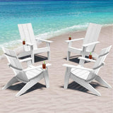 MXIMU Modern Adirondack Chairs Set of 4 Weather Resistant with Cup Holder Oversize Plastic Fire Pit Chairs Plastic - Photo 1