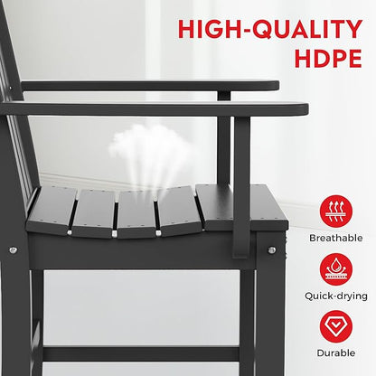 Costaelm Patio Dining Chairs, Plastic Outdoor Adirondack Chair with Arm, HDPE Poly Lumber, Waterproof Restaurant Bistro Dining Chair for Outside Porch Backyard Garden, Gray