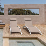Domi Outdoor Chaise Lounge Set of 2 Patio Recliner Chairs with Adjustable Backrest and Removable Pillow for - Photo 3
