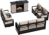 Outdoor Aluminum Furniture Set, 6-Piece Patio Conversation Set, 2 Swivel Chairs, 2 Chairs, 1 Sofa and 1 Fireplace - Photo 8