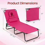 Tangkula Beach Lounge Chair, Folding Sunbathing Recliner with Face Hole - Photo 3