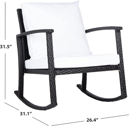 SAFAVIEH Outdoor Collection Daire Black/White Cushion Rocking Chair PAT7721A