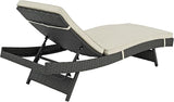Modway Sojourn Wicker Rattan Outdoor Patio Sunbrella Fabric Chaise Lounge in Antique Canvas Beige - Photo 6