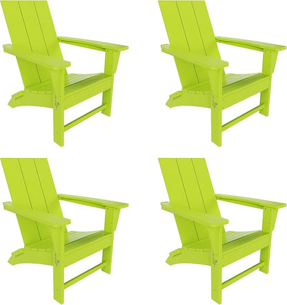 WestinTrends Ashore Modern Outdoor Folding Adirondack Chair (Set of 4), Lime