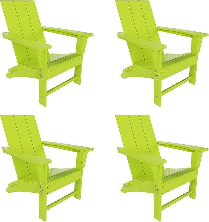 WestinTrends Ashore Modern Outdoor Folding Adirondack Chair (Set of 4), Lime