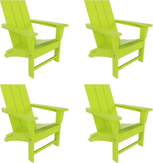 WestinTrends Ashore Modern Outdoor Folding Adirondack Chair (Set of 4), Lime