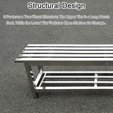 Outdoor Bench 304 Stainless Steel Metal, Garden Bench with Storage Shelf for 2-3 Person Seat 1102Ib High Capacity - Photo 4