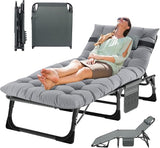 MOPHOTO Folding Lounge Chair 5-Position, Folding Cot, Portable Outdoor Chaise Lounge Chair for Sun Tanning - Photo 1
