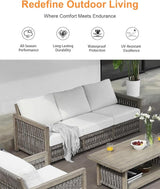 3 Seats Outdoor Sofa, Aluminum Patio Sofas Couch with Thick Cushions, Never-Rust 3-Seater Rope Weave Outside Patio Couch - Photo 5