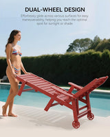 Carauci Lounge Chair Outdoor, HDPE Chaise Lounge with Wheels - Photo 6