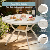 47" Outdoor Patio Table Dining Table, All Weather Metal Round Patio Table with Adjustable Umbrella Hole - Photo 6