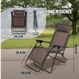EZONE Zero Gravity Lounge Chairs Outdoor Adjustable Reclining Patio Chair Steel Mesh Folding Recliner for Pool Beach - Photo 2