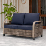 EAGLE PEAK Wicker Outdoor Patio Sofa Modern Rattan Patio Furniture Loveseat for Backyard Deck Porch Balcony - Photo 4
