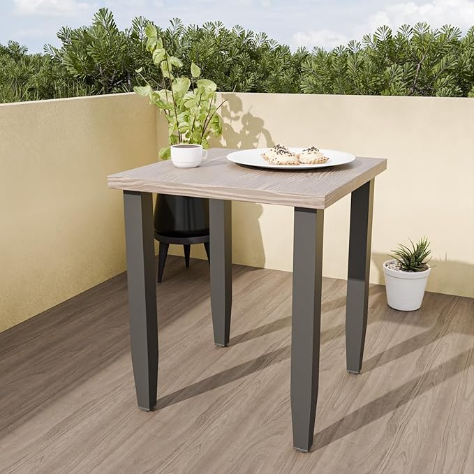 Modern Outdoor Side Table with Wood Grain Top, Stylish Patio Square Table for Patio, Porch, Deck, or Garden