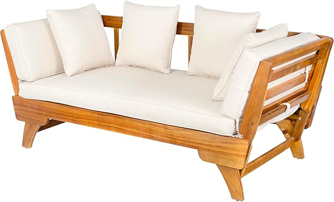 Christopher Knight Home Gary Patio Convertible Couch, Wooden Outdoor Daybed - Photo 8