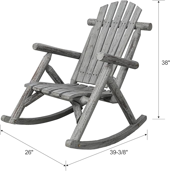 Ergonomic Fir Wood Porch Rocking Chair for Outdoor Relaxation and Garden Lounging with Heavy-Duty Support and Smooth Gliding Motion